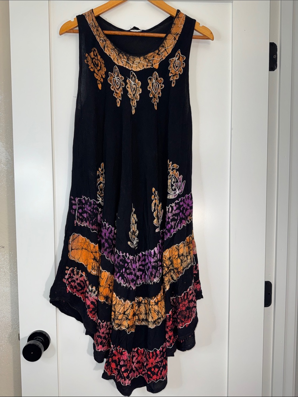 Bohemian Black Embroidered Mumu Dress w/ Multicolor Accents Sz 1X indie flowy